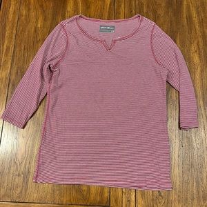Eddie Bauer Women’s Long Sleeve Tee- Maroon/White- Size XL